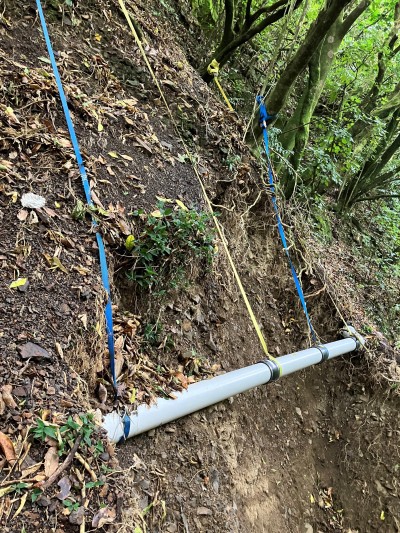 The replaced pipe where the slip was