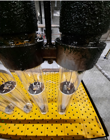 New UV filter tubes standing on a yellow base